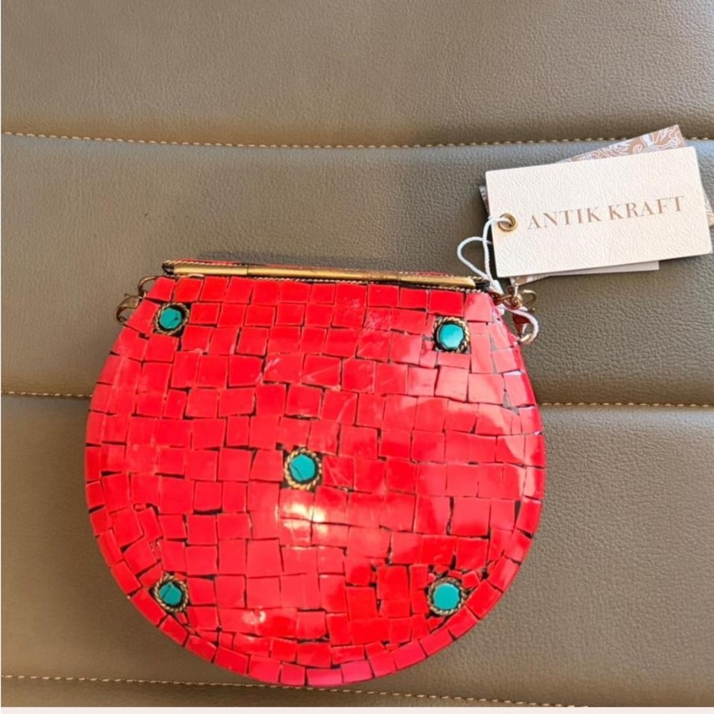 NWT Antik Kraft BGA-IN26 small metal clutch with bronze chain strap - Picture 11 of 15